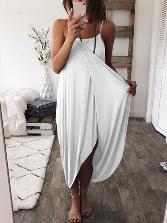 Simple 5 Colors Spaghetti-neck Maxi Dress