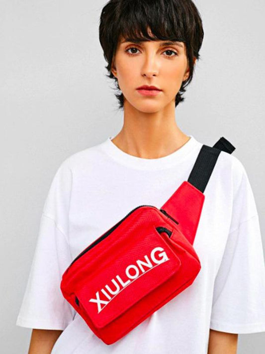 Letter  Zip Sporty Waist-Bags