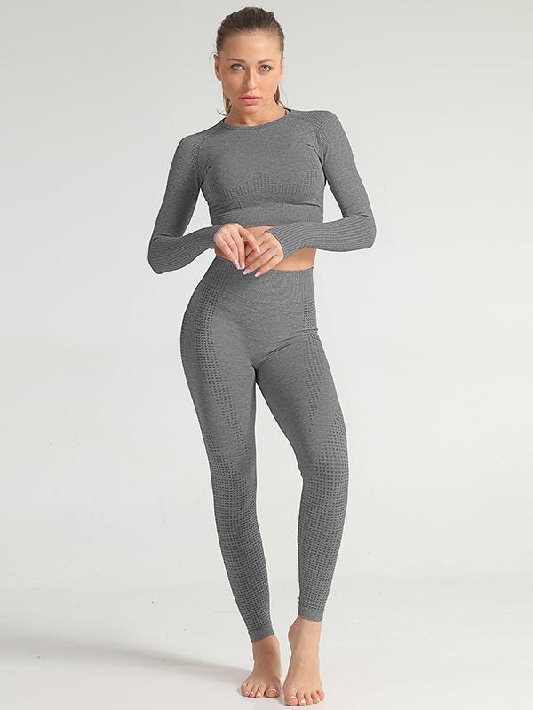 Solid Gym Sport Hoodie And Leggings Suit