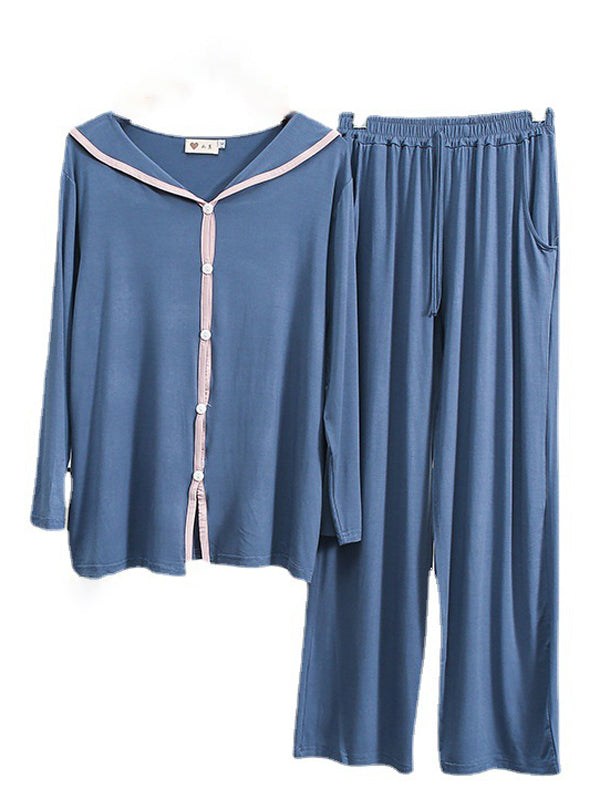 Modal V-Neck Long Sleeve&Pants Pajama Sets