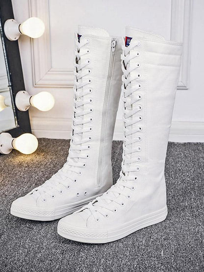 Casual High-top Side Zipper Mid high Canvas Boots