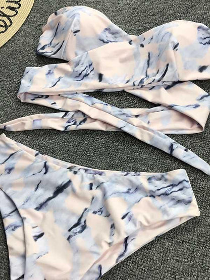 Bandeau Wrap High Waisted Bikini Swimsuit