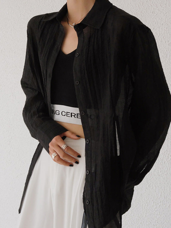 Leisure Solid Knitting Sun-Protection Blouse Tops