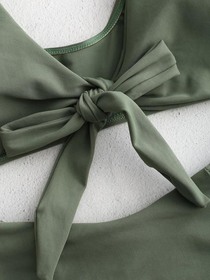 High Cut Plain Knot Bikinis Swimwear