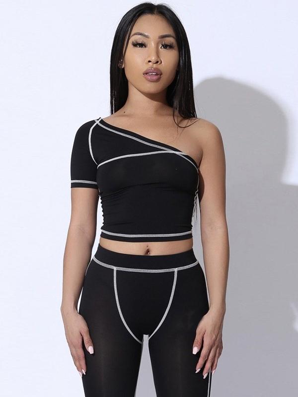 Split-joint One-shoulder Sport Suits
