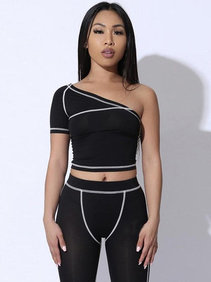 Split-joint One-shoulder Sport Suits