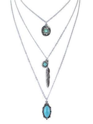 Vintage Flower&Leaf Alloy Turquoise Necklaces Accessories