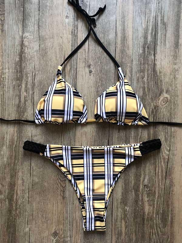 Printed Triangles Triangles Split Bikini Swimsuit