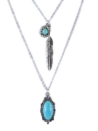 Vintage Flower&Leaf Alloy Turquoise Necklaces Accessories