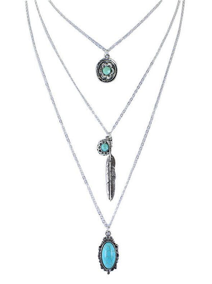Vintage Flower&Leaf Alloy Turquoise Necklaces Accessories