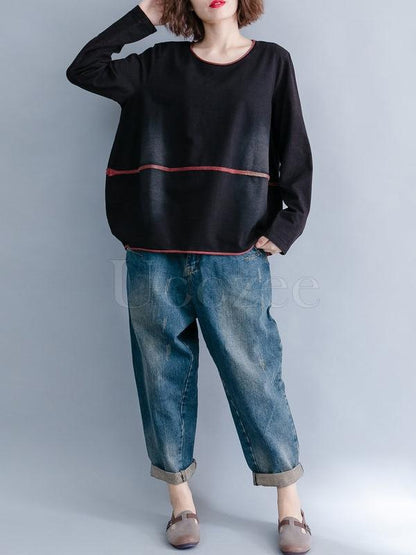 Loose Knitting Round-neck T-shirt