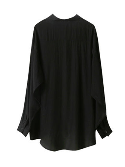Original Solid Color Thin Lapel Blouses&Shirts Tops