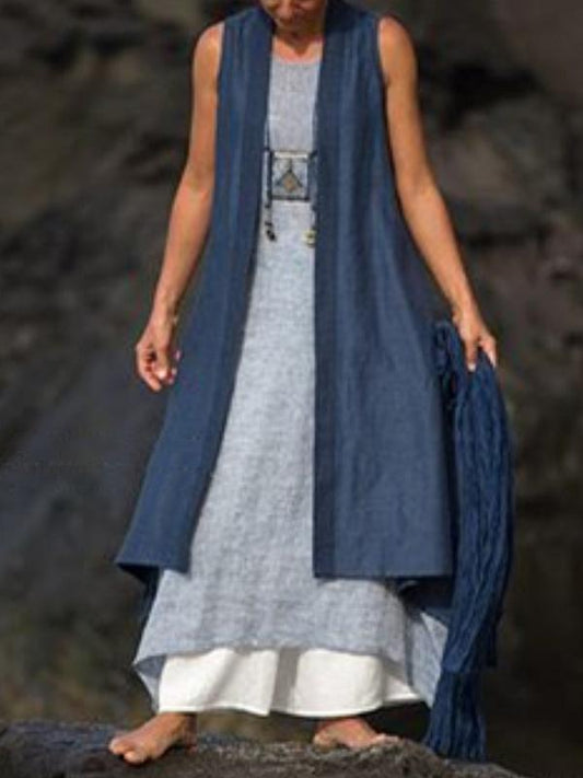 Loose Cropped Sleeveless Maxi Dress