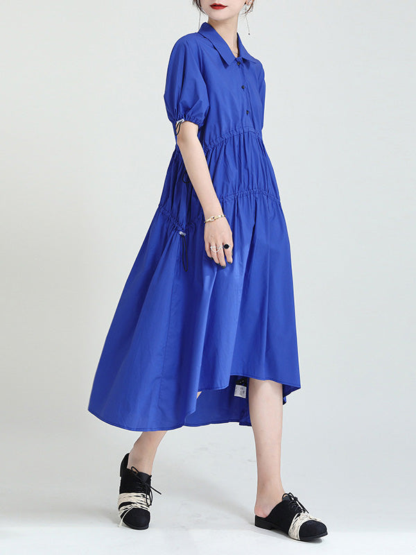 Casual Solid Color Asymmetric Pleated Split-Joint Midi Dress+Vest Tops Two Pieces Set