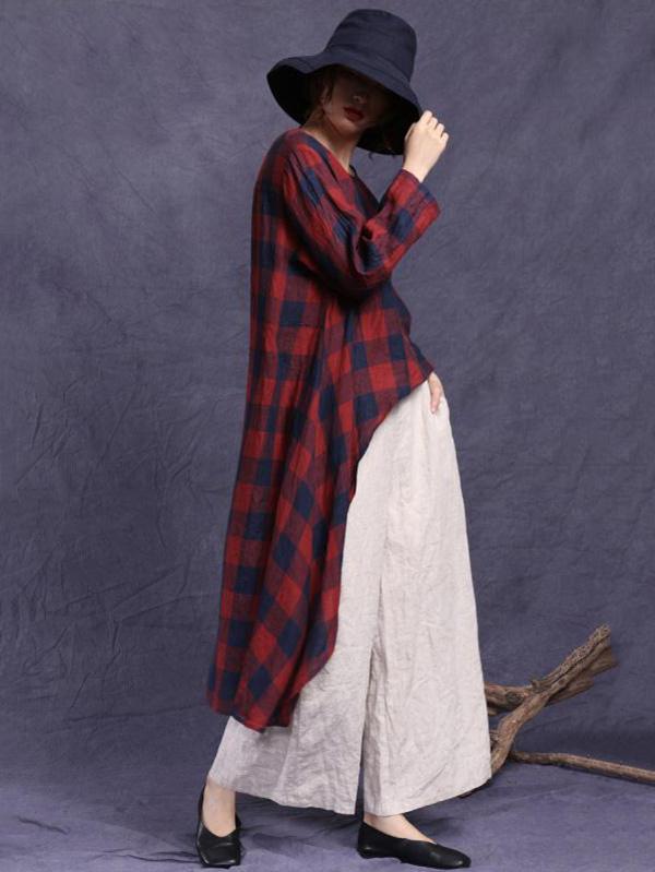 HIGH-LOW LINEN LOOSE SOLID SHIRT TOP