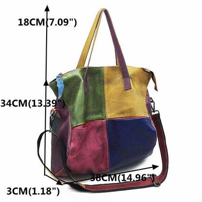 Genuine Leather Cowhide Retro Handmade Stitching Bag