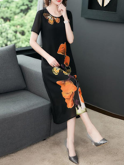 Loose Chiffon Printed Dress