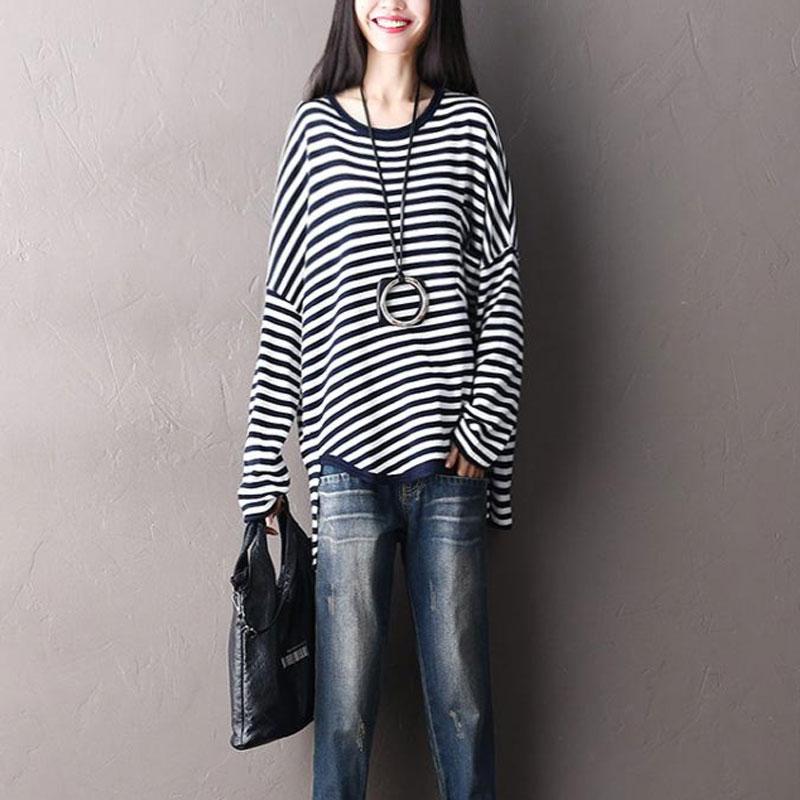 Autumn Stripe Design Long Sleeves Casual Women Shirt