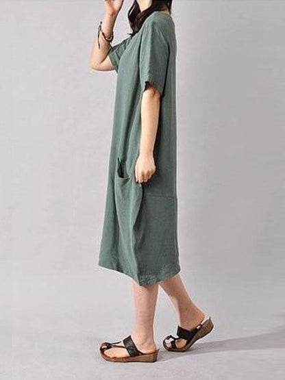 Women Cotton Linen Loose Dress