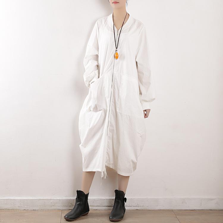 Women Autum Spring Round Nech Long Sleeve Coat