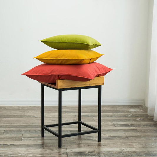 Cotton Linen Solid Color Square Shape Pillowcase