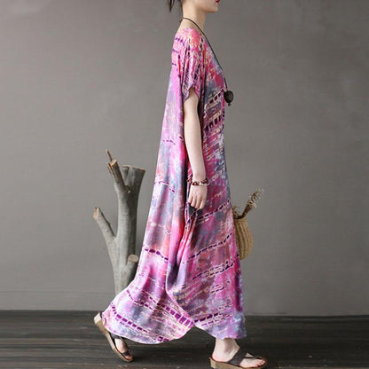 Ethnic Summer Round Neck Short Sleeve Printed Dress