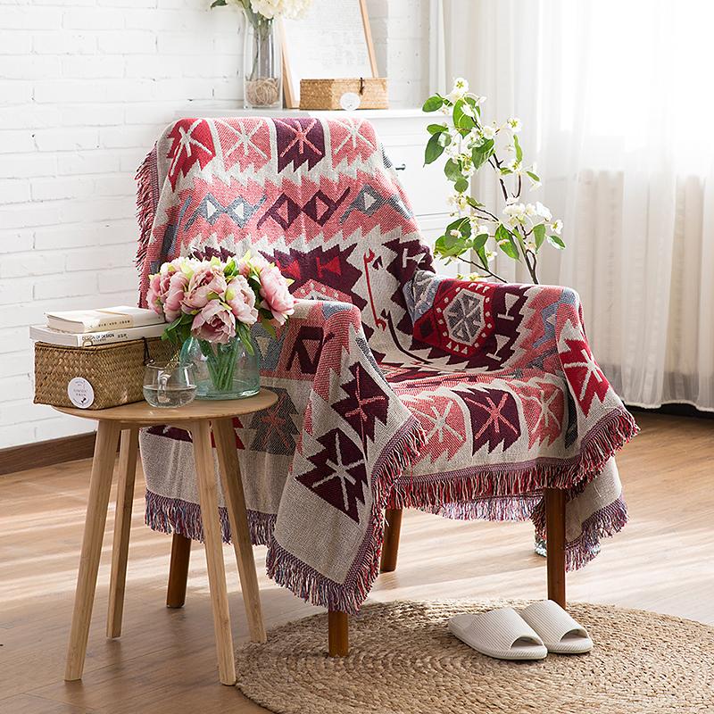 Cotton Sofa Cover Geometry Bohemia Blanket