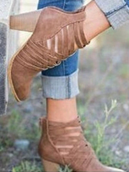 Fashion Bandage Mid-heel Ankle Boots Shoes