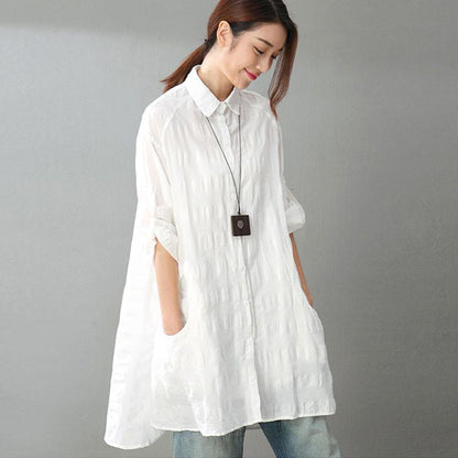 Summer Women Literature Loose White Shirt