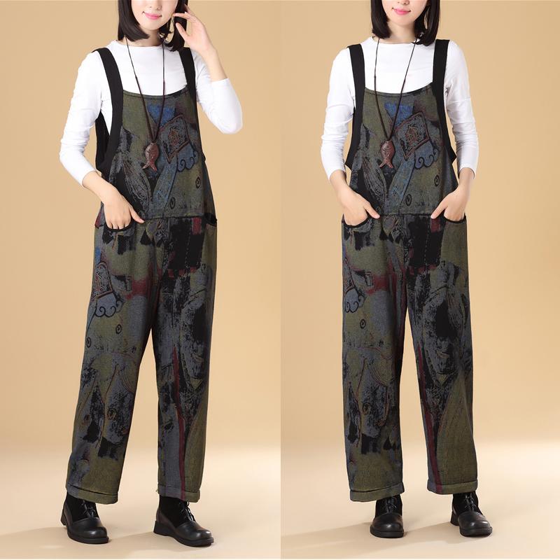 Women Autumn Printing Knitted Sweater Jumpsuit