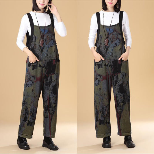 Women Autumn Printing Knitted Sweater Jumpsuit