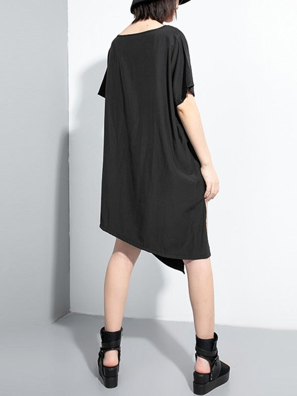 Solid Color Cropped Round Neck T-Shirt