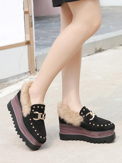 Wedge Wedges Women Fluffy Shoes