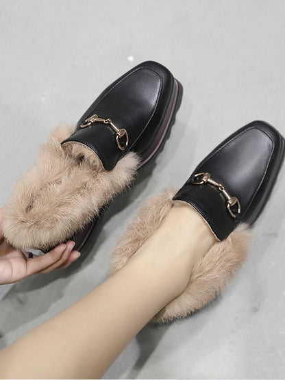 Artificial Fur High-Heeled Platform Korean Rabbit Shoes