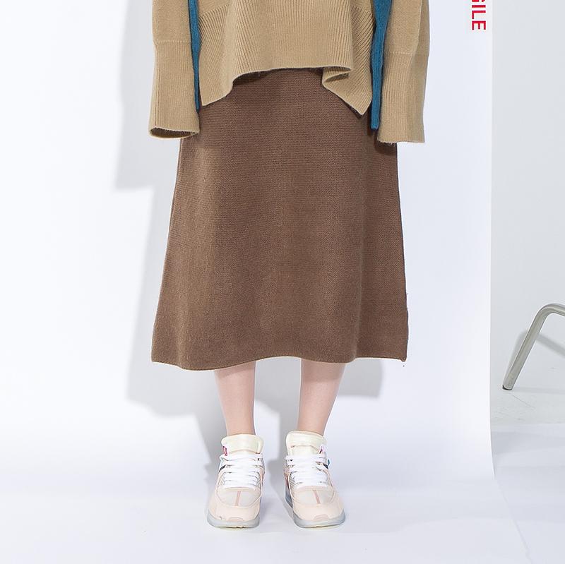 Wool Elastic Waist Women Winter Skirt