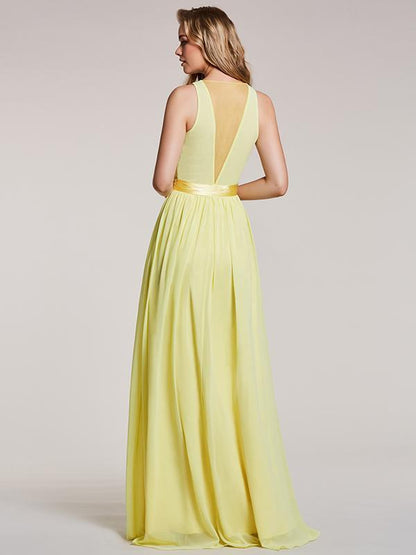 Deep V-neck Sleeveless Evening Dress