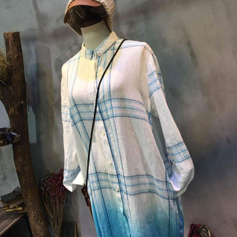 Gradient Linen Lattice Dress