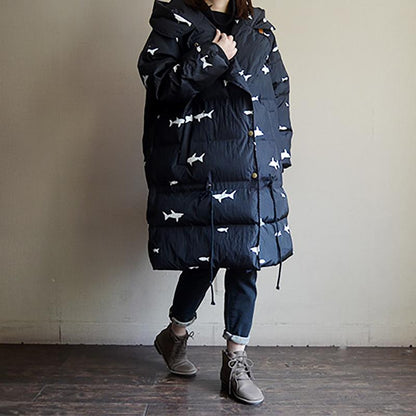Hoodies Drawstring Casual Cartoon Print Coat