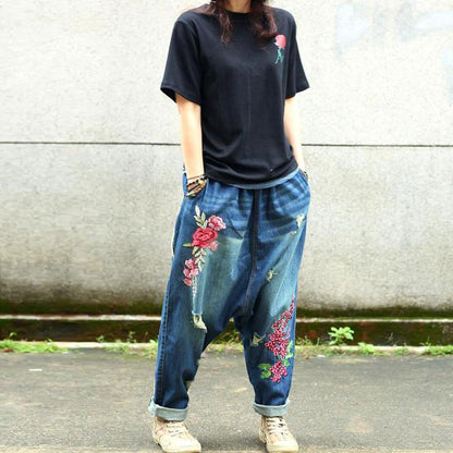 Causal Women Cotton Floral Harem Pants