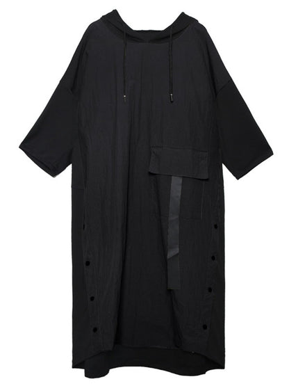 CASUAL SPLIT-JOINT LONG HOODIE DRESS
