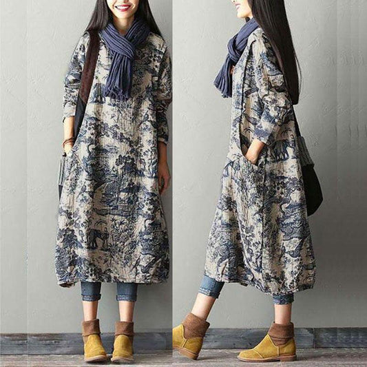 Printing Cotton Dress Robe