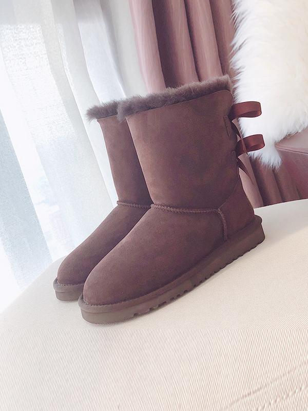 Plus Velvet Warm Ribbon Bow Wool Boots Uggs