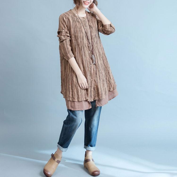 Women cotton linen loose blouse shirt