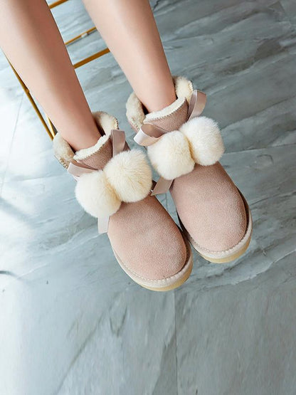 Korean Style Fur Ball Short Snow Boots Uggs