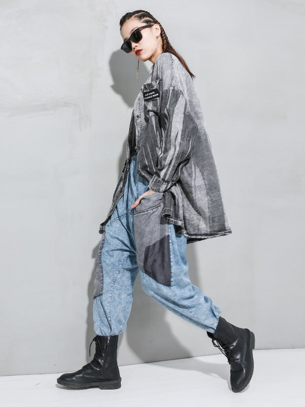 LOOSE WASHABLE CASUAL SPLICING HAREM PANTS