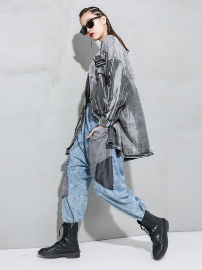 LOOSE WASHABLE CASUAL SPLICING HAREM PANTS