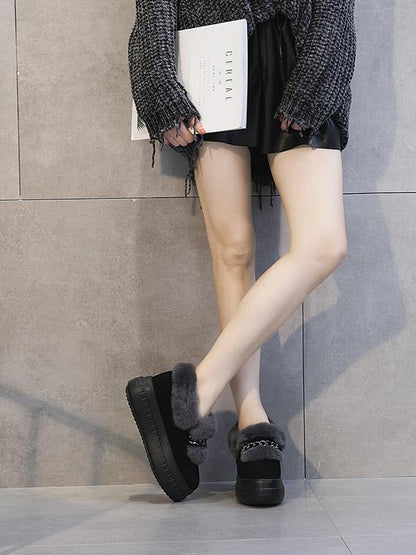 Thick-Bottomed Real Fluffy High Women'S Shoes
