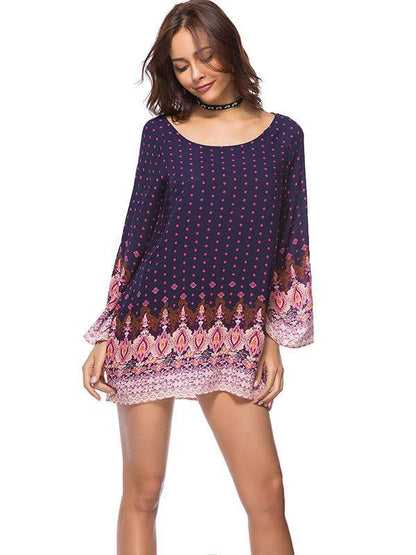 Floral Printed Solit-joint Mini Dress