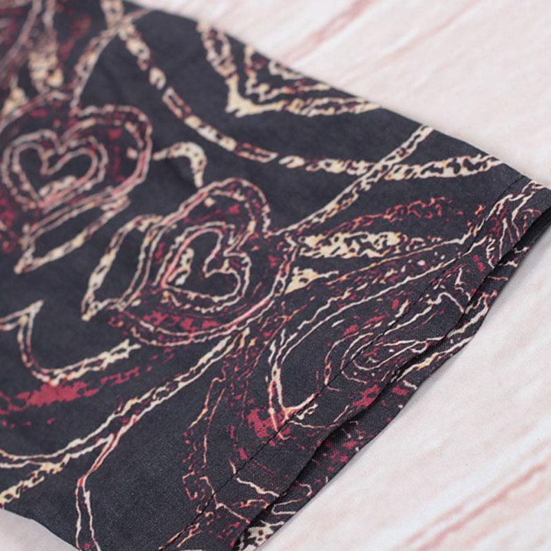 Summer Round Neck Loose Pockets Black Dress