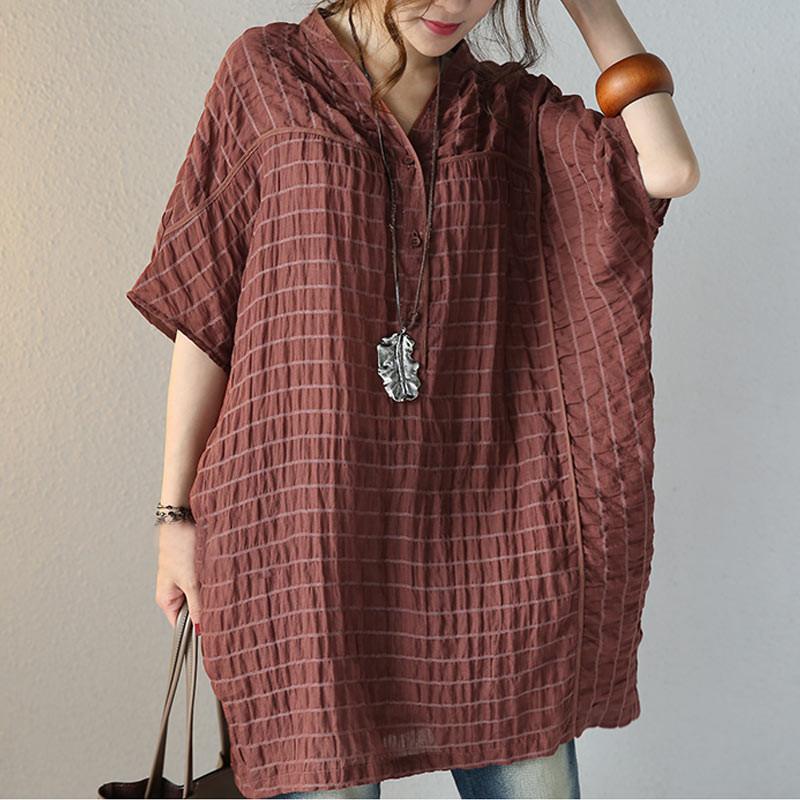 Women Literature Casual Loose 1/2 Sleeve Coffee Shirt